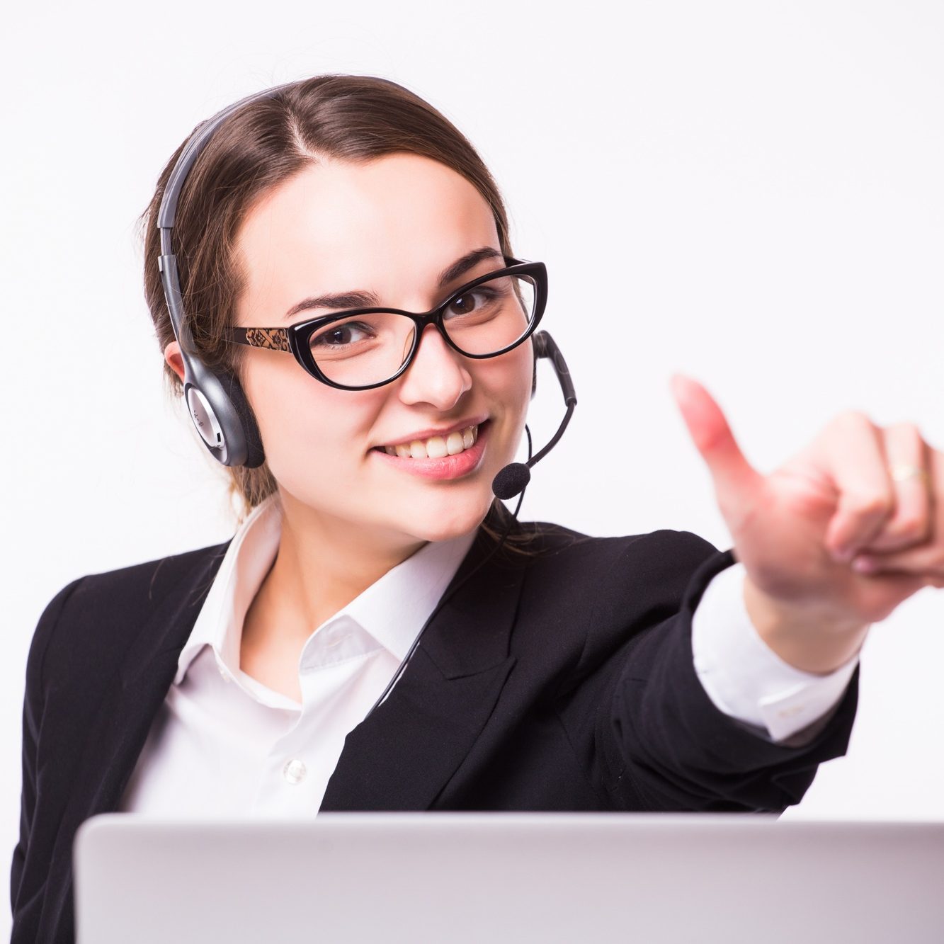 woman-telesales-concept-isolated-white-wall